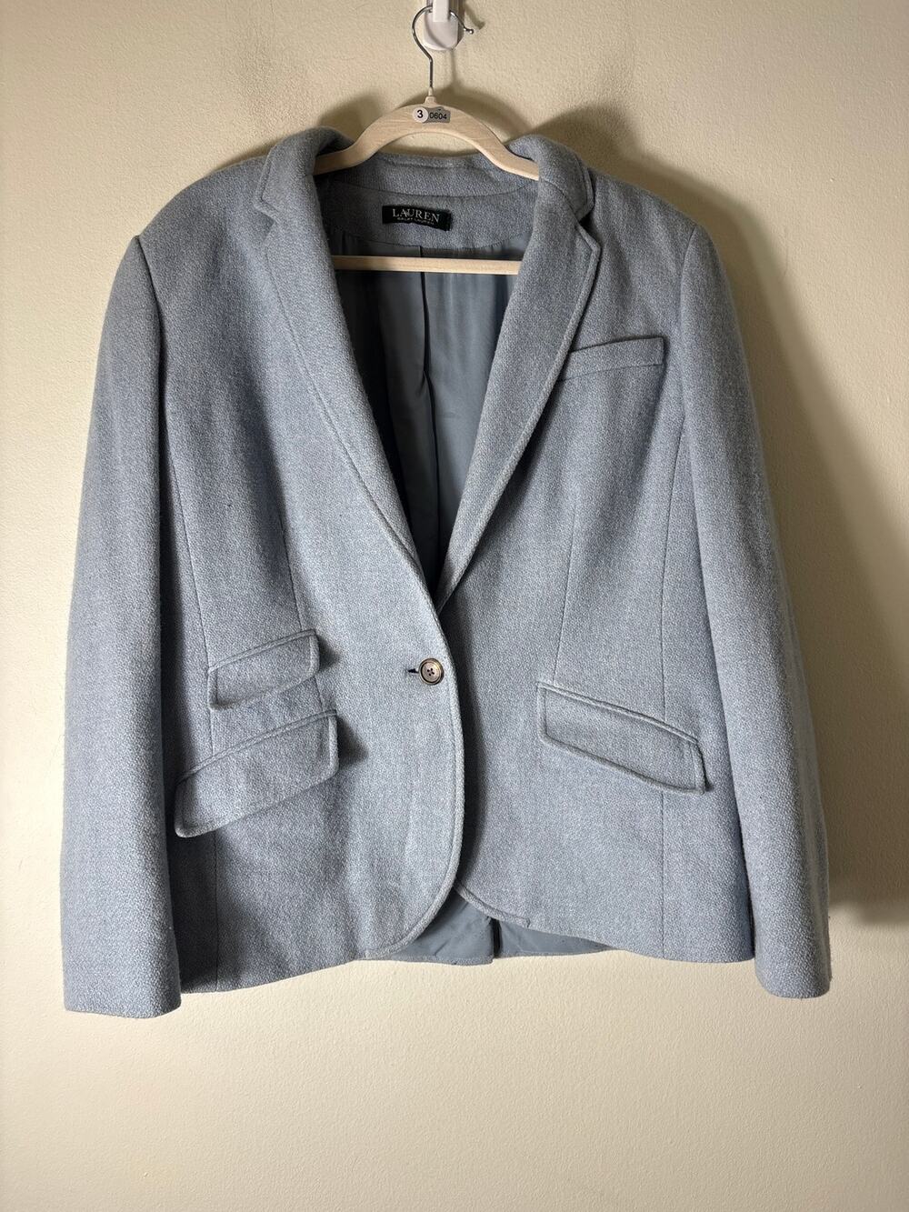 Lauren Ralph Lauren Light Blue Long Sleeve One Button Blazer Sz 8